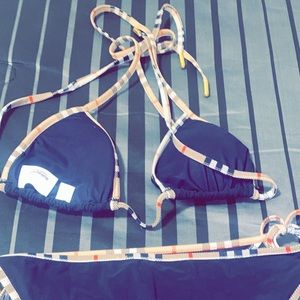Burberry Vintage check detail triangle bikini